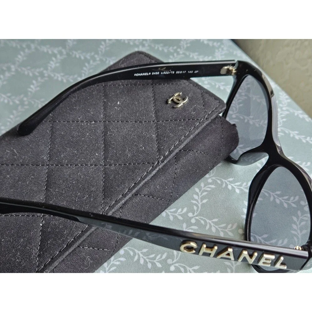 CHANEL 8458 Women’s Black Cat Eye Plastic Full Rim Eyeglasses Frames 55-17 140